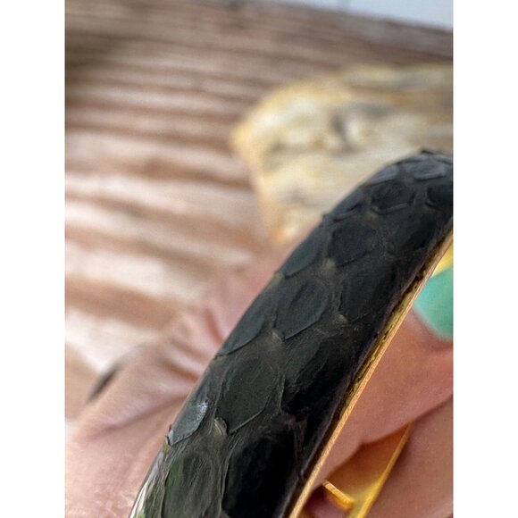 Vintage Made In Italy Black Leather & Gold Tone Knot Bracelet - Picture 5 of 5